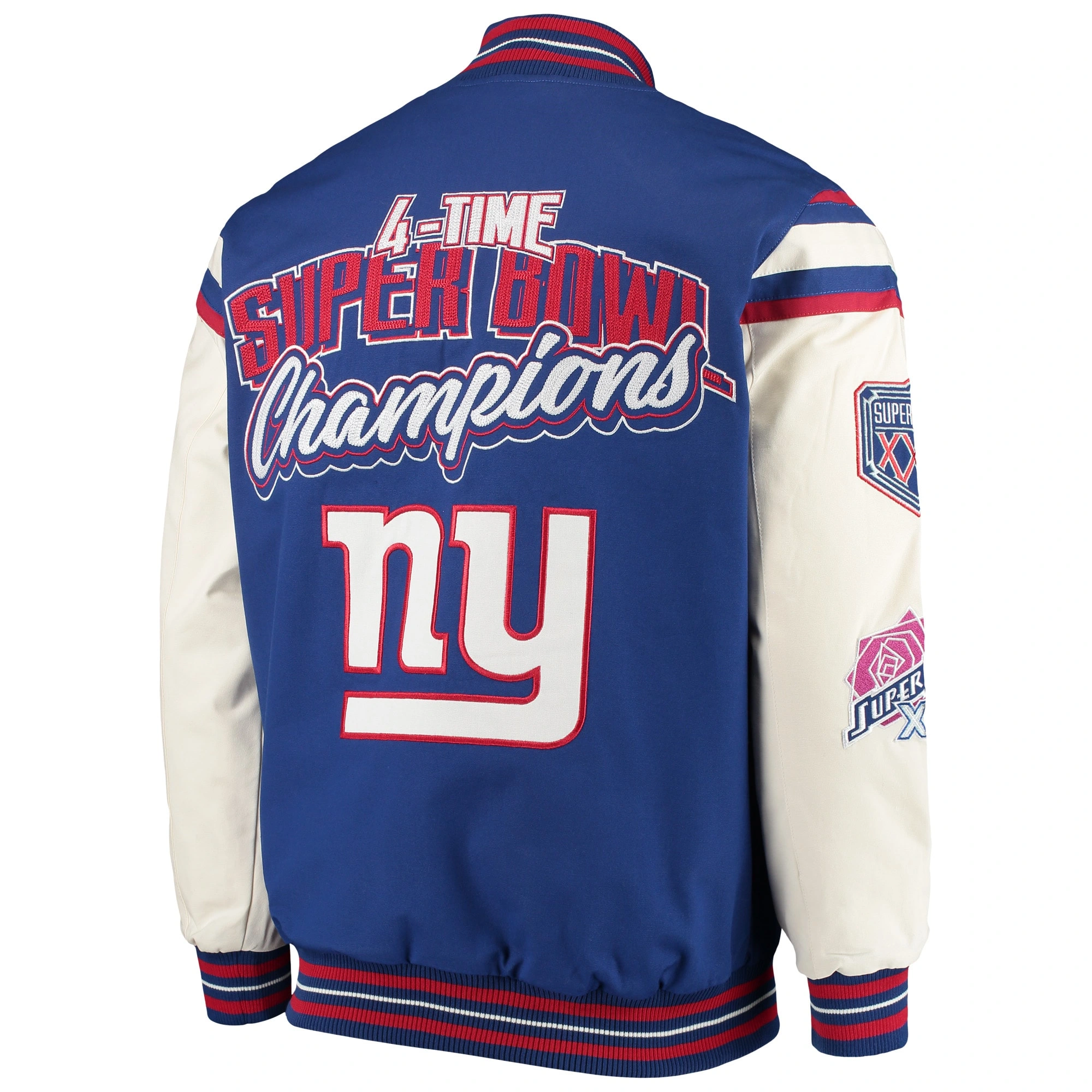 New york giants victory formation commemorative full snap varsity jacket blue white 2 1