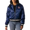 New york giants womens full zip bomber varsity blue jacket 1
