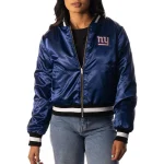 New York Giants Women's Full-Zip Blue Satin Jacket