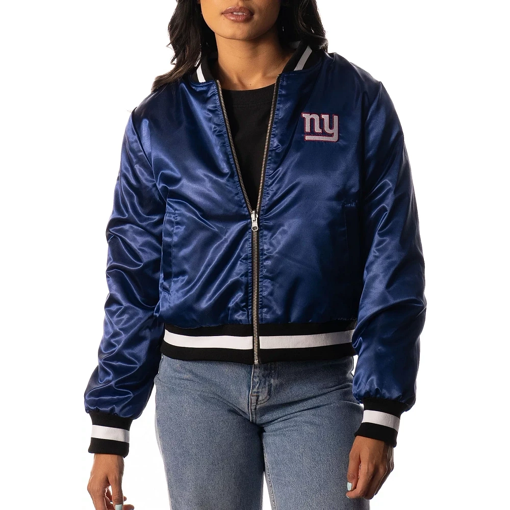 New york giants womens full zip bomber varsity blue jacket 1