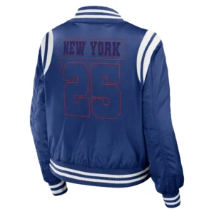 New york giants womens full zip bomber varsity jacket blue 1 1