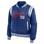 New York Giants Women's Full-Zip Blue Satin Jacket