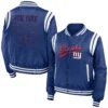 New york giants womens full zip bomber varsity jacket blue 2 1