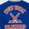 New york islanders bluecream full snap wool back varsity jacket