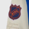 New york islanders bluecream full snap wool leather sleeves patch