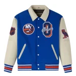 New York Islanders OVO X NHL Blue Wool/Leather Jacket