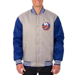 New York Islanders Front Hit Gray/Blue Polyester Jacket