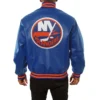 New york islanders genuine leather varsity jacket blue 1 1 1