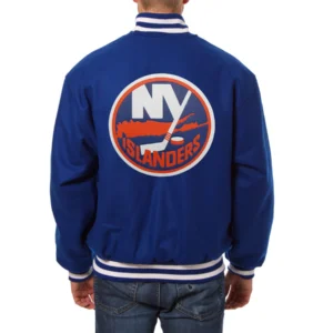 New york islanders one color wool varsity jacket blue 1 1