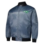New York Jets Bomber Charcoal Satin Jacket