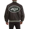 New york jets full real leather varsity jacket black 2