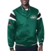New york jets full snap satin varsity green jacket 001 1