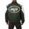 New york jets genuine leather varsity jacket greenwhite 1 1