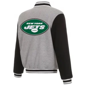 New york jets gray and black varsity wool jacket
