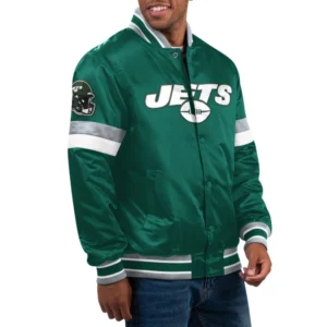 New york jets home game satin varsity jacket green 1