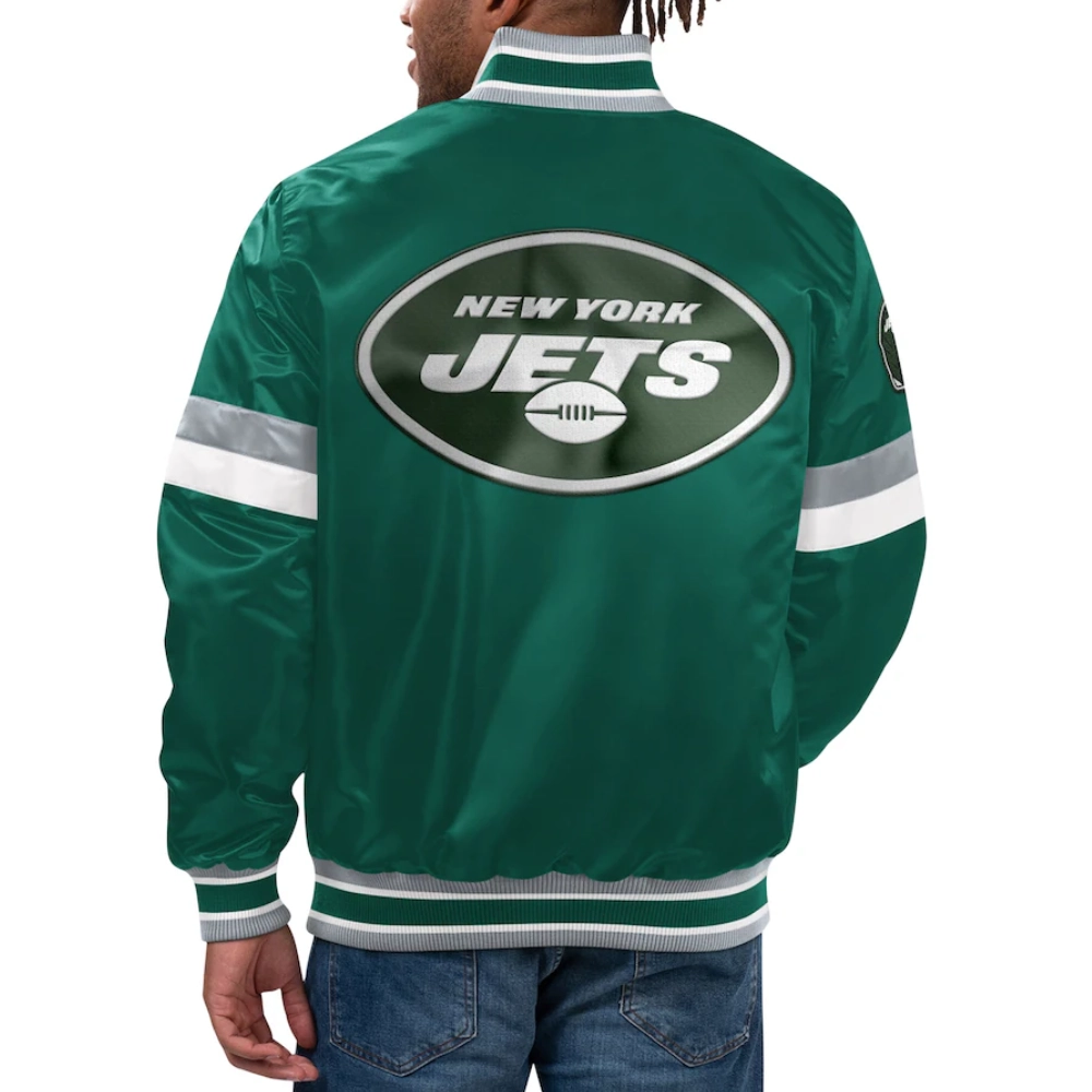 New york jets home game satin varsity jacket green
