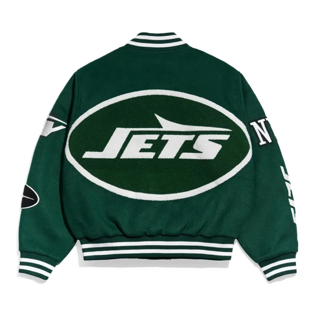 New york jets pennant green wool varsity jacket