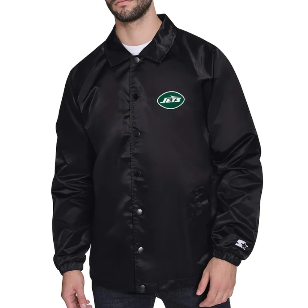 New york jets retro logo coaches black jacket