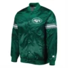 New york jets starter pick and roll full snap satin varsity jacket green 2