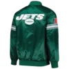 New york jets starter pick and roll full snap satin varsity jacket green 3