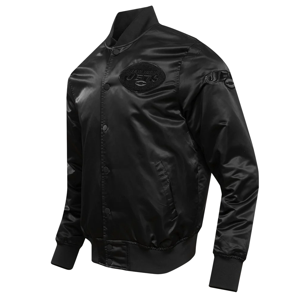 New york jets triple black satin black jacket