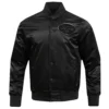 New york jets triple black satin varsity black jacket