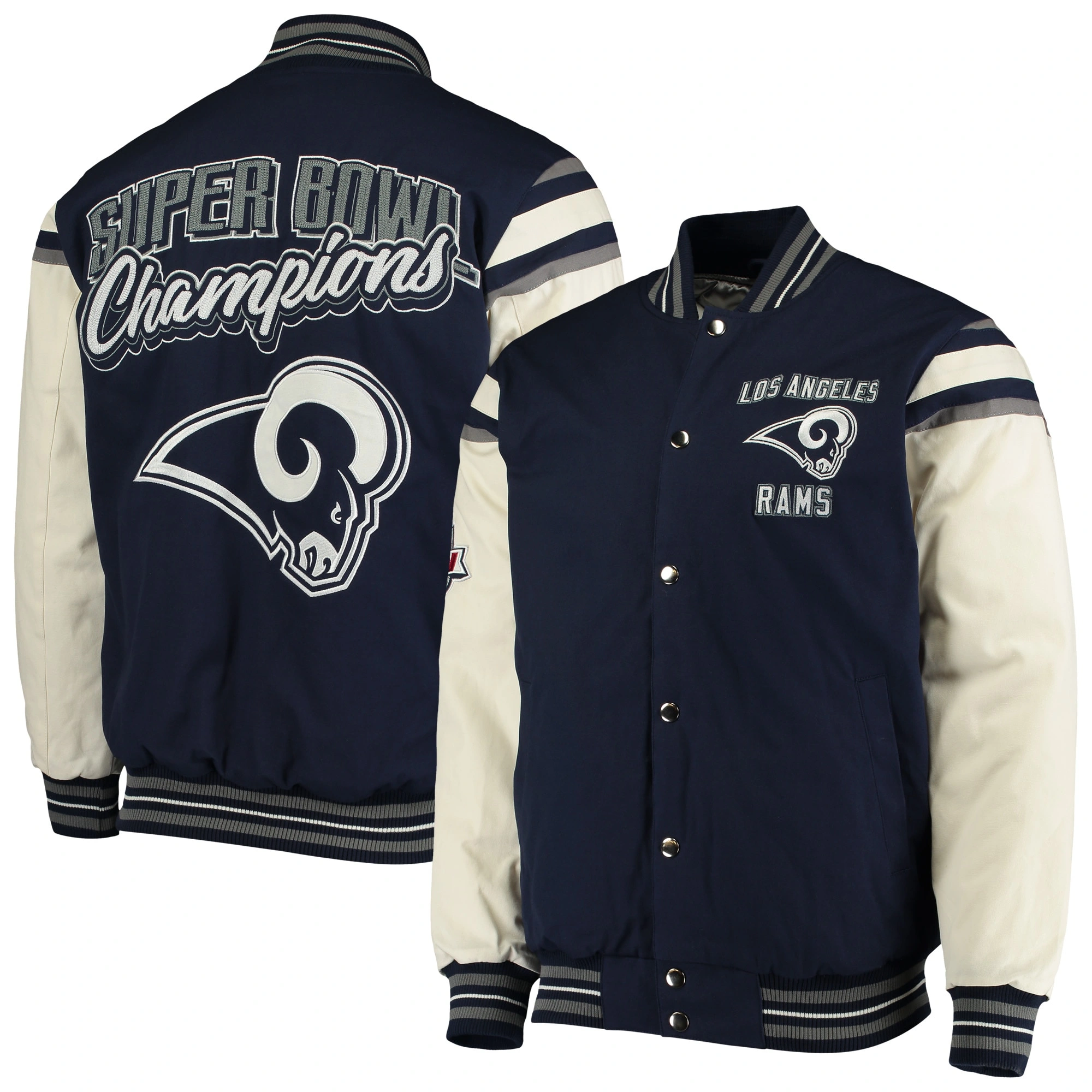 New york jets victory formation commemorative full snap varsity jacket navy white 1