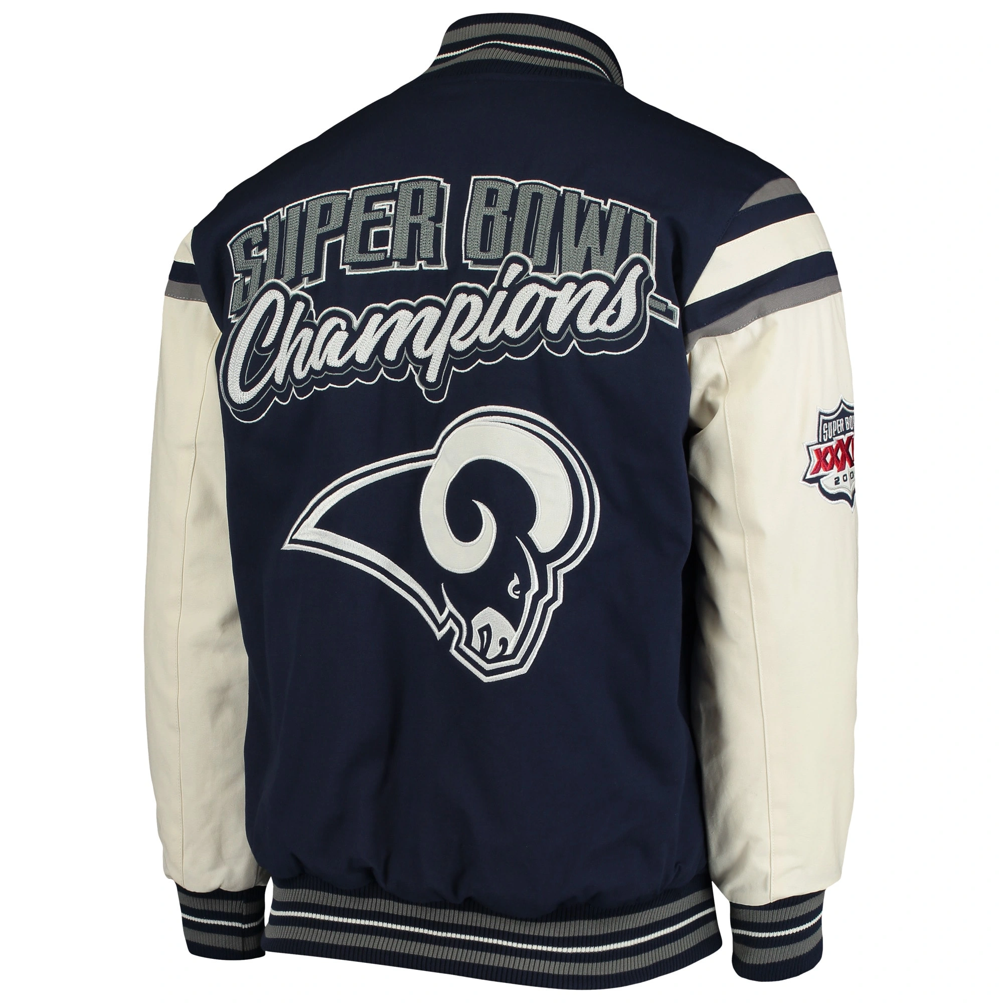 New york jets victory formation commemorative full snap varsity jacket navy white 2 1