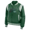 New york jets womens full zip bomber varsity jacket green 1 1