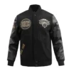 New york knicks black gold wool leather varsity jacket black 1