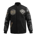New York Knicks Black & Gold Wool/Leather Jacket