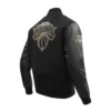New york knicks black gold wool leather varsity jacket black 3