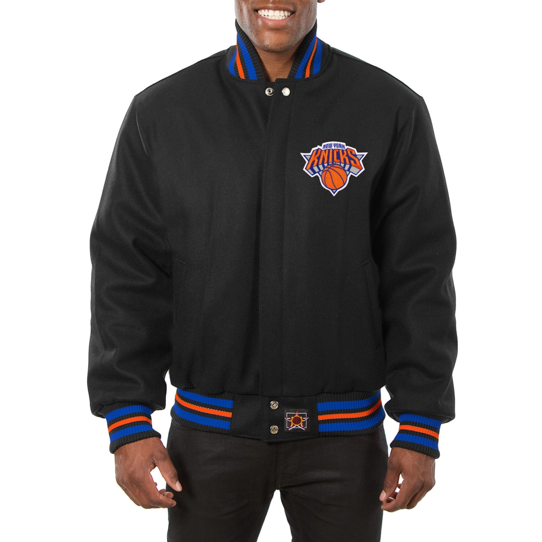 New york knicks handmade wool varsity jacket black 1