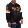 New york knicks home game satin varsity jacket black 1