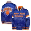New york knicks home game satin varsity jacket blue 2