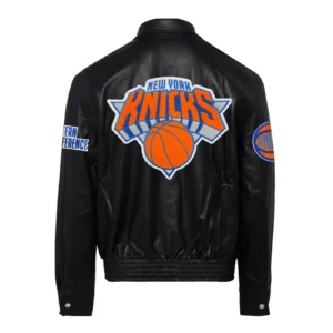 New york knicks jeff hamilton full leather jacket black 2
