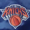 New york knicks leader satin varsity jacket orange blue