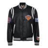 New york knicks leather varsity jacket black 1