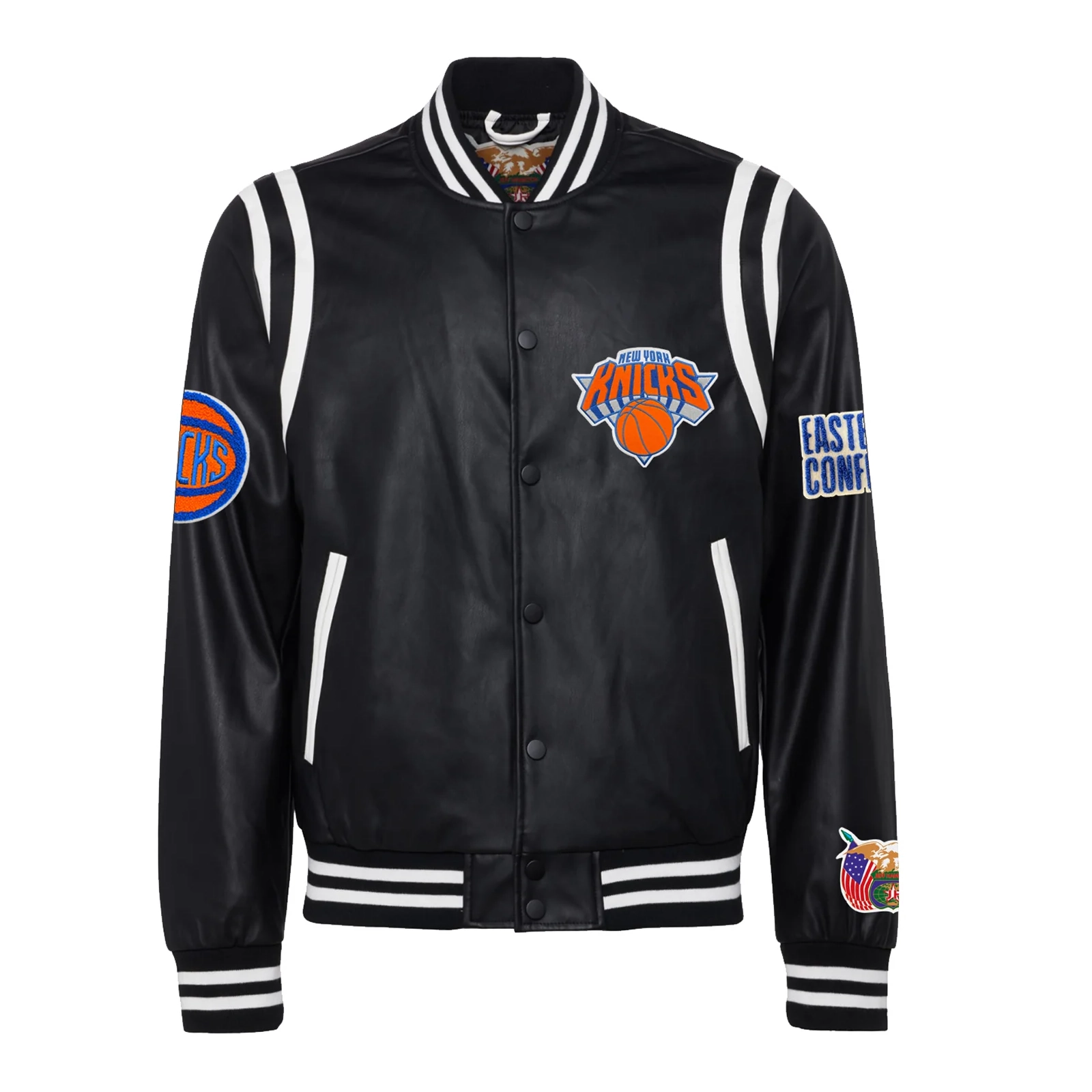 New york knicks leather varsity jacket black 1
