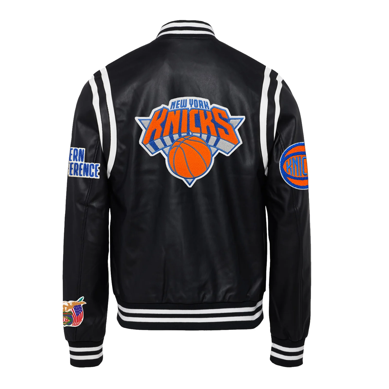 New york knicks leather varsity jacket black 2