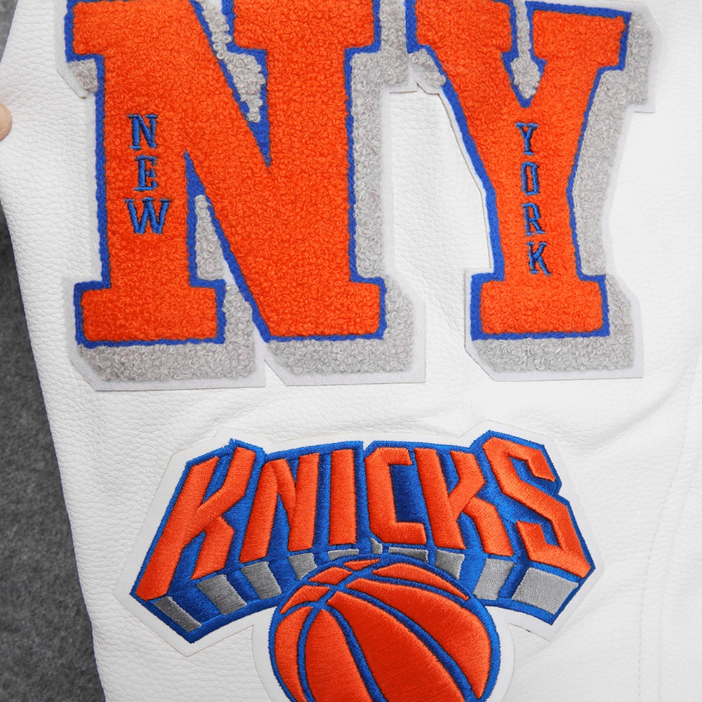 New york knicks mashup wool leather varsity jacket greywhite 3 1