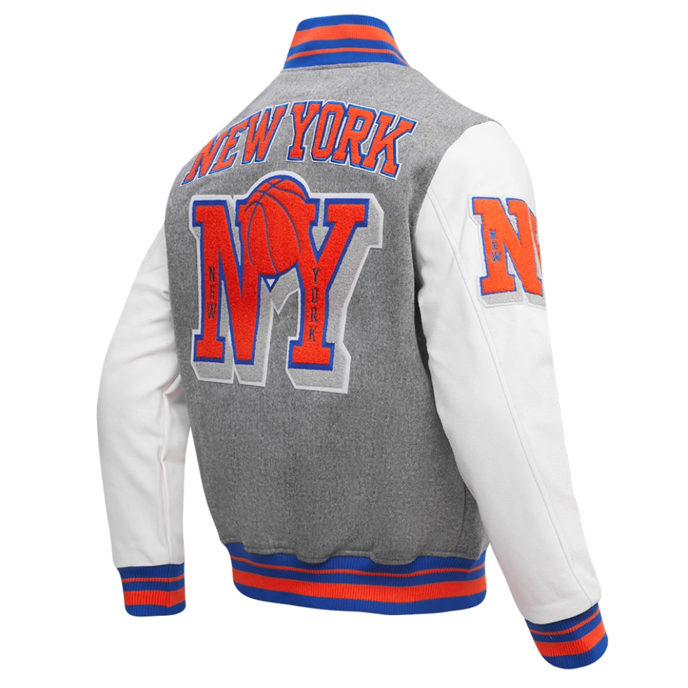 New york knicks mashup wool leather varsity jacket greywhite 5 1