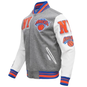 New york knicks mashup wool leather varsity jacket greywhite 6 1