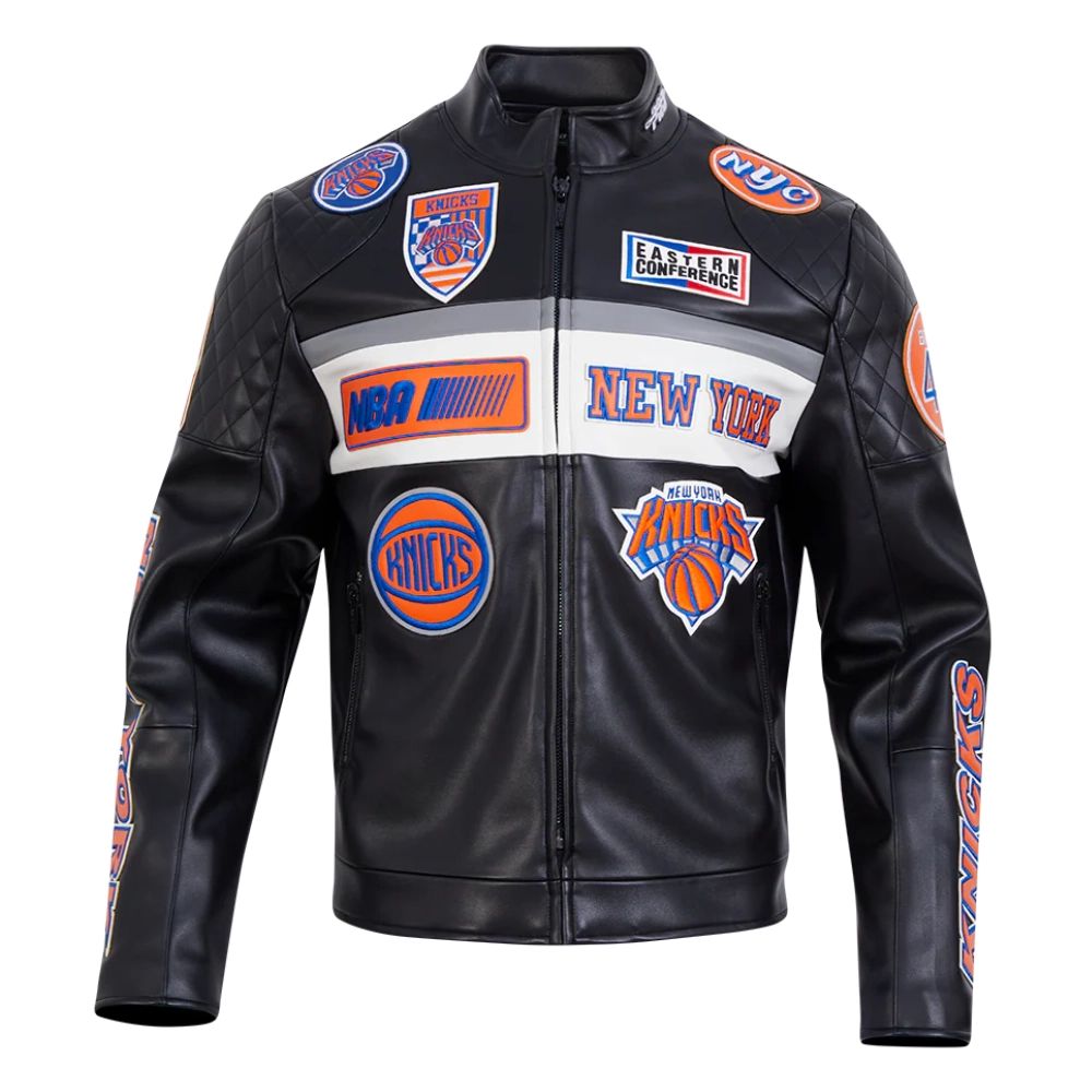 New york knicks moto leather jacket 1