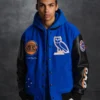 New york knicks ovo x nba wool leather jacket