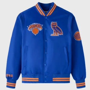 New york knicks playboy blue varsity jacket