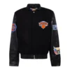 New york knicks real wool leather varsity jacket black 1 1