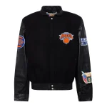 New York Knicks Black Wool/Leather Bomber Jacket