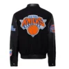 New york knicks real wool leather varsity jacket black 1