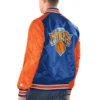 New york knicks renegade satin varsity jacket blue orange 2
